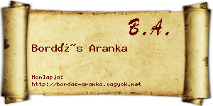 Bordás Aranka névjegykártya