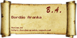 Bordás Aranka névjegykártya